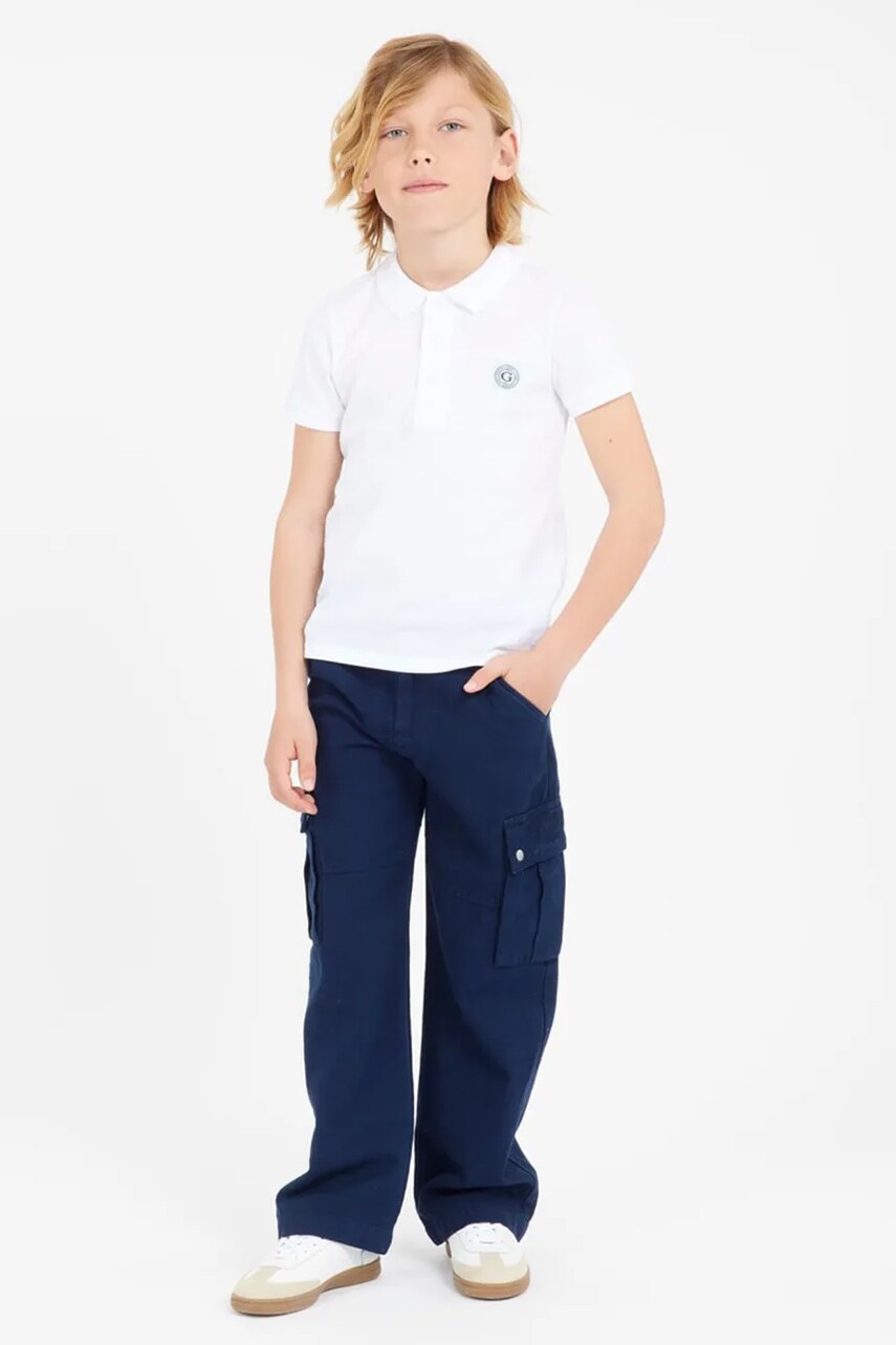 Levně Dětská bavlněná polokošile Guess bílá barva, s aplikací, L5RP02 KCM20