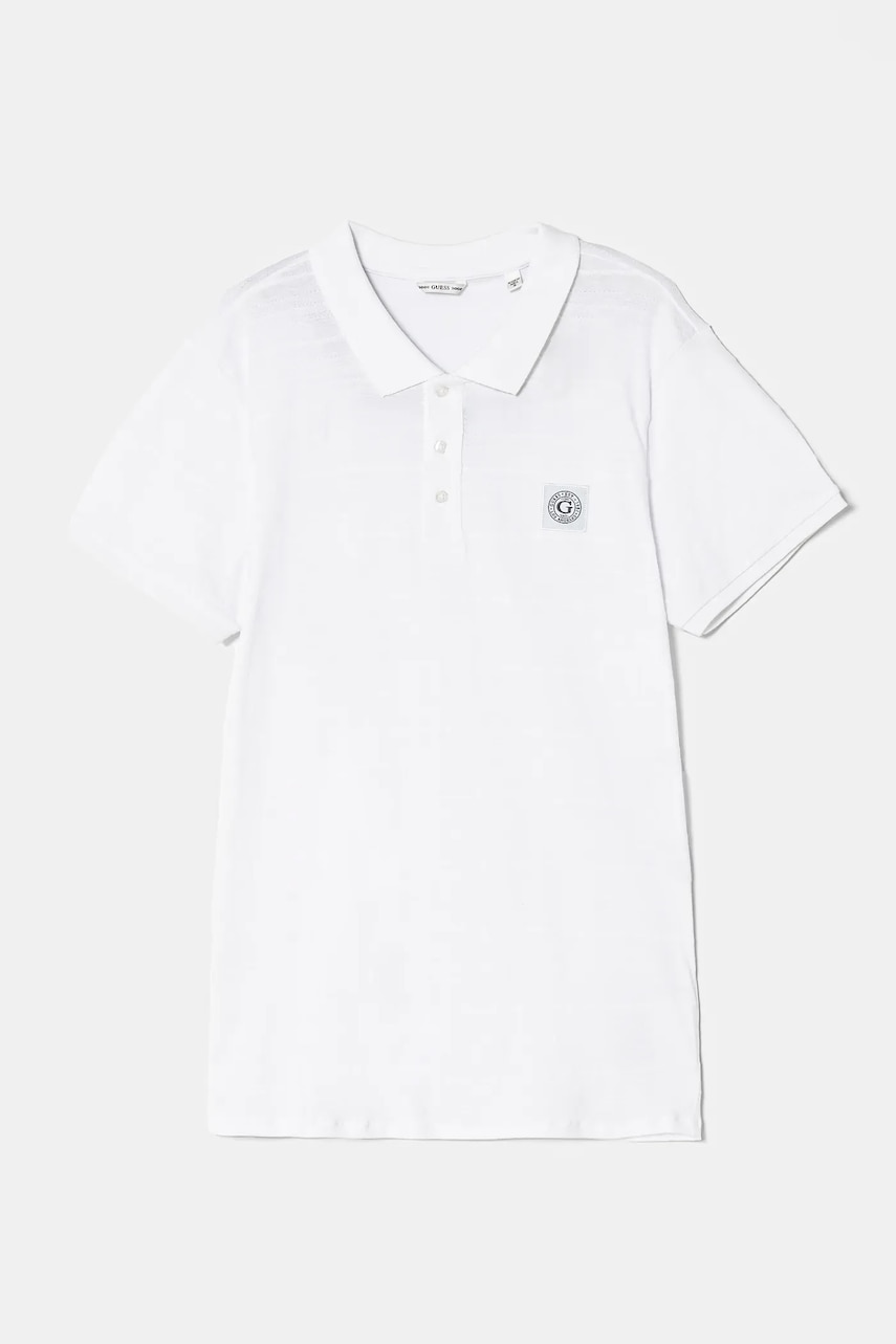 Детское хлопковое поло Guess цвет белый с аппликацией L5RP02 KCM20 Детское хлопковое поло Guess цвет белый с аппликацией L5RP02 KCM20