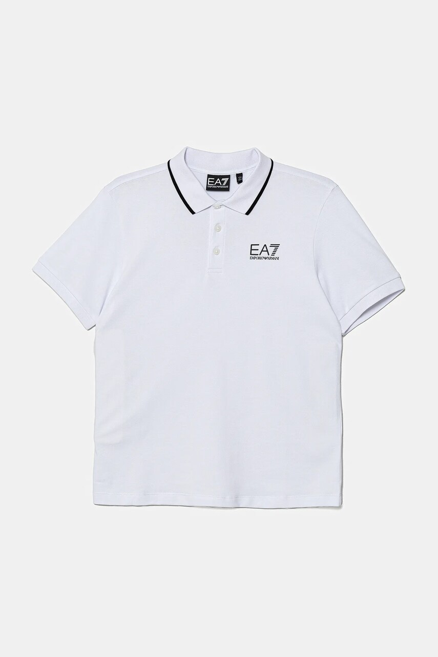 EA7 Emporio Armani tricou polo copii culoarea alb, cu imprimeu, 7B000023 AF12901