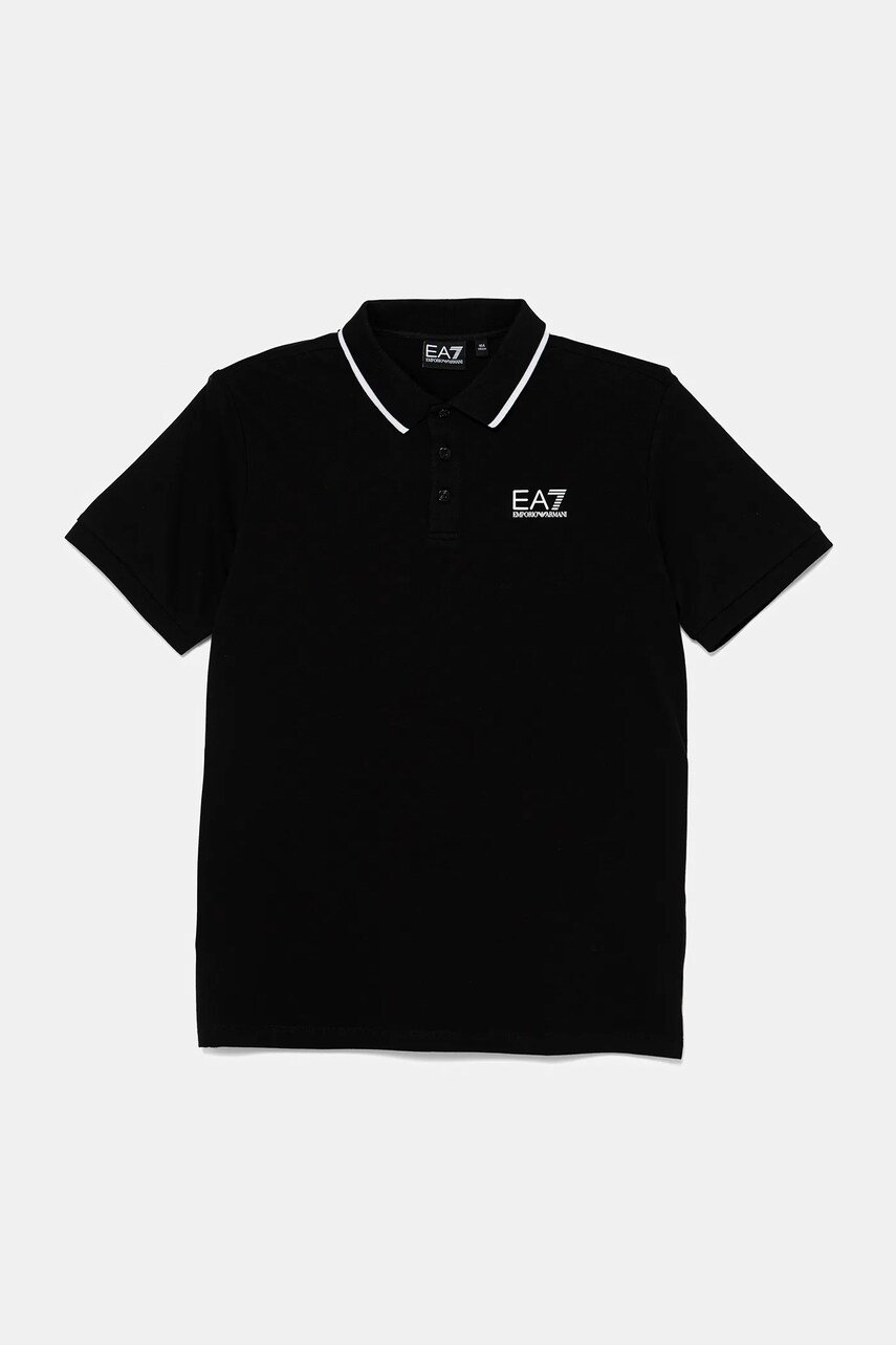 EA7 Emporio Armani tricou polo copii culoarea negru, cu imprimeu, 7B000023 AF12901