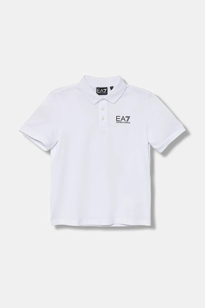 EA7 Emporio Armani tricouri polo din bumbac pentru copii culoarea negru, cu imprimeu, 7B000022 AF10378