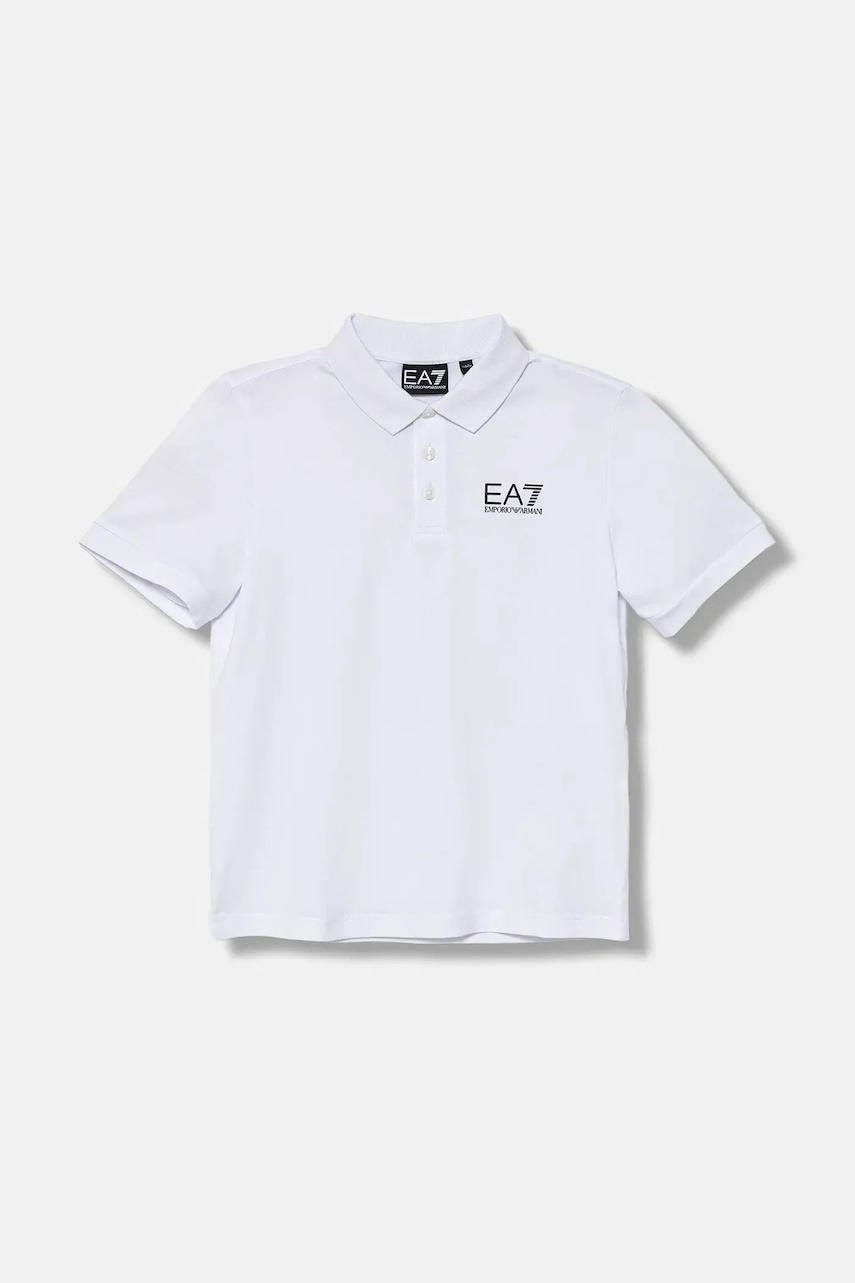 EA7 Emporio Armani tricouri polo din bumbac pentru copii culoarea negru, cu imprimeu, 7B000022 AF10378
