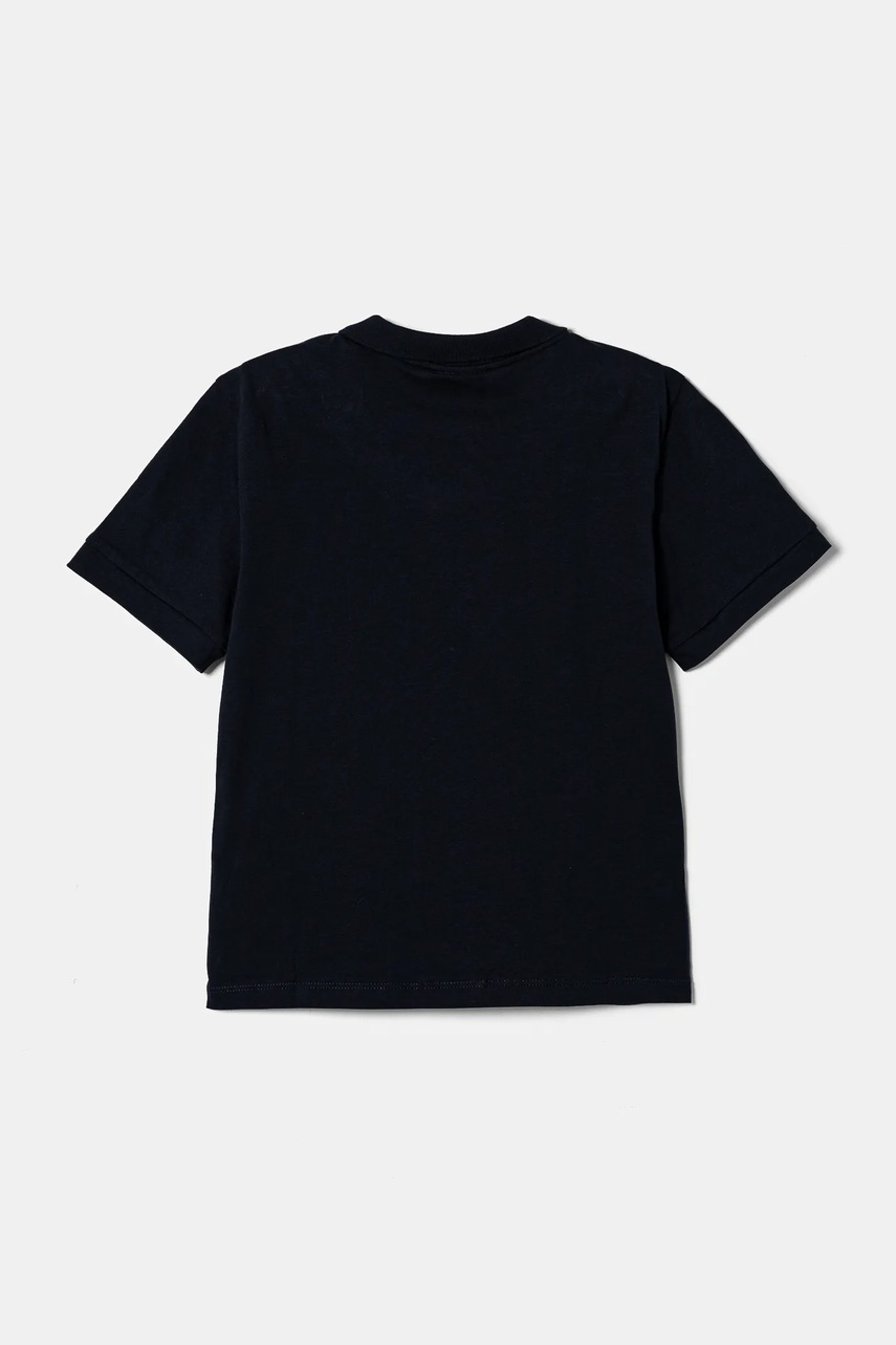 Детское хлопковое поло EA7 Emporio Armani цвет синий с принтом 7B000022 AF10378 Детское хлопковое поло EA7 Emporio Armani цвет синий с принтом 7B000022 AF10378