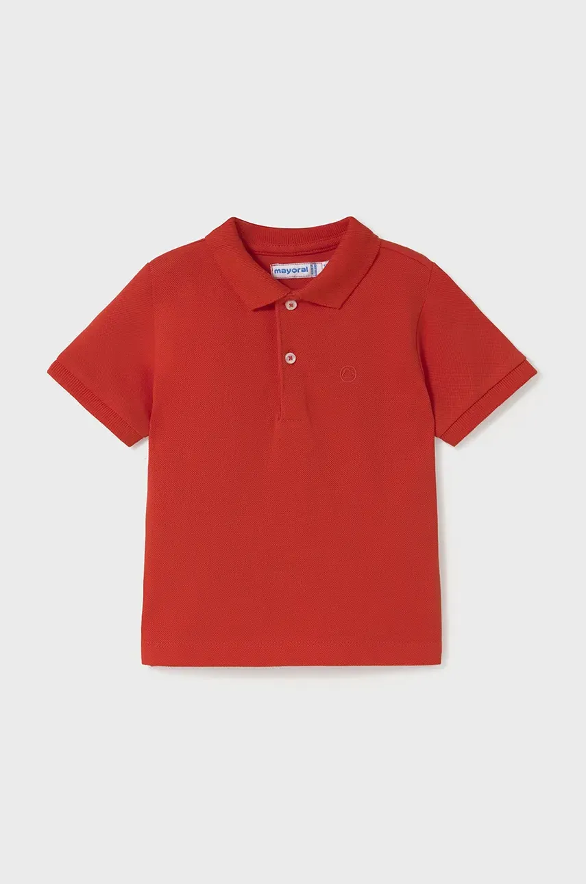Mayoral tricouri polo din bumbac pentru copii culoarea rosu, neted, 102