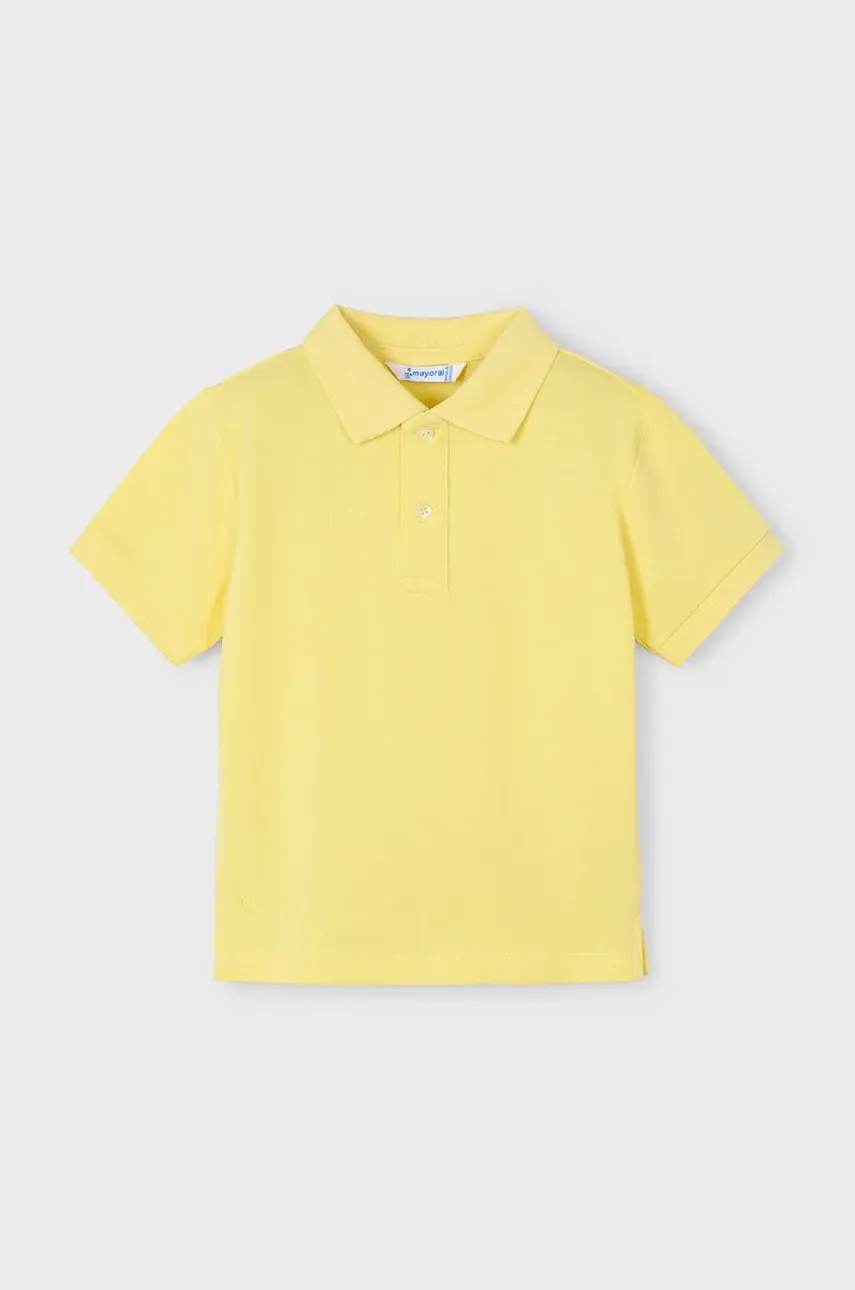 Mayoral tricouri polo din bumbac pentru copii culoarea galben, neted, 150