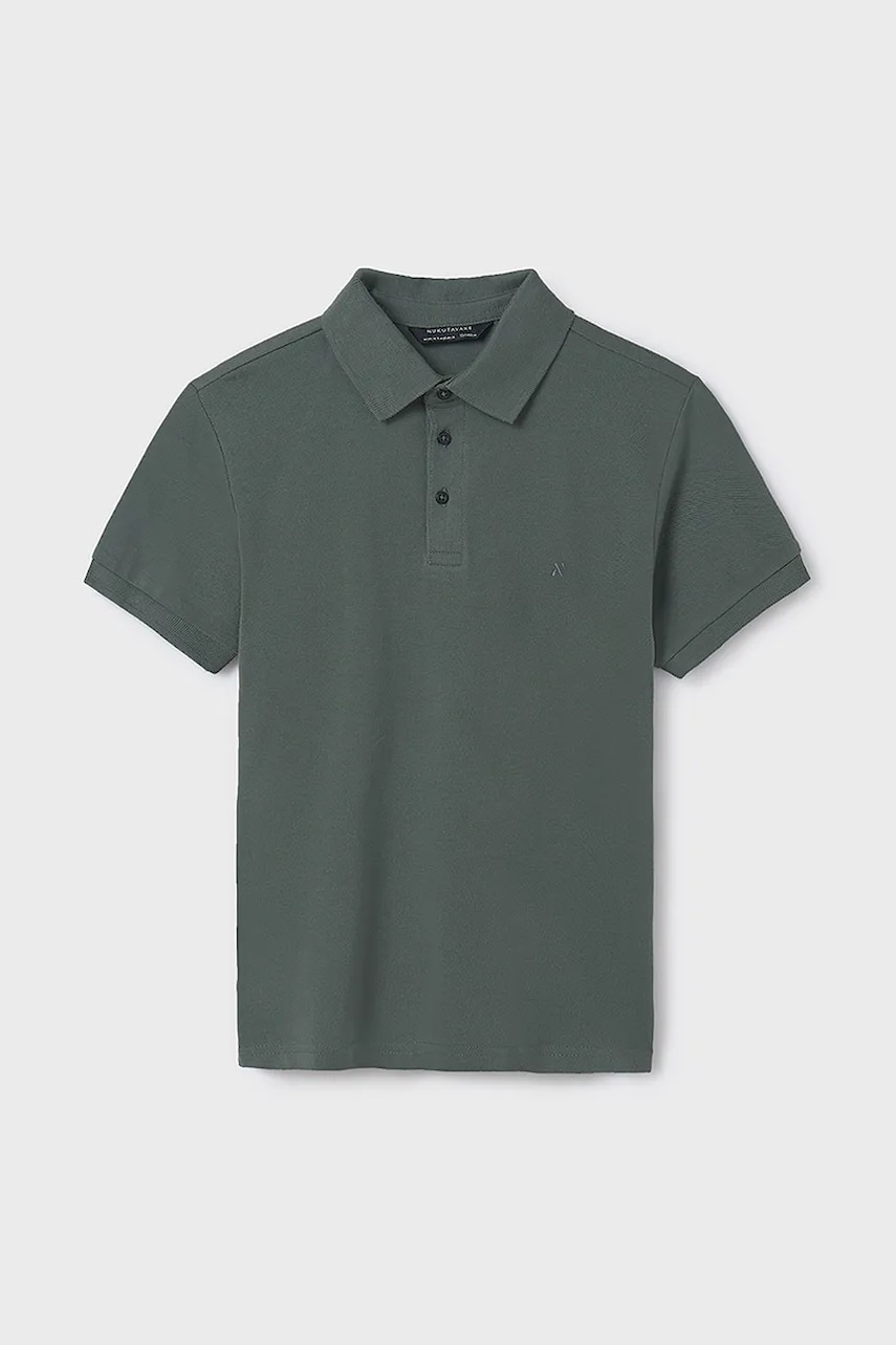 Mayoral tricouri polo din bumbac pentru copii culoarea verde, neted, 890 Mayoral tricouri polo din bumbac pentru copii culoarea verde, neted, 890