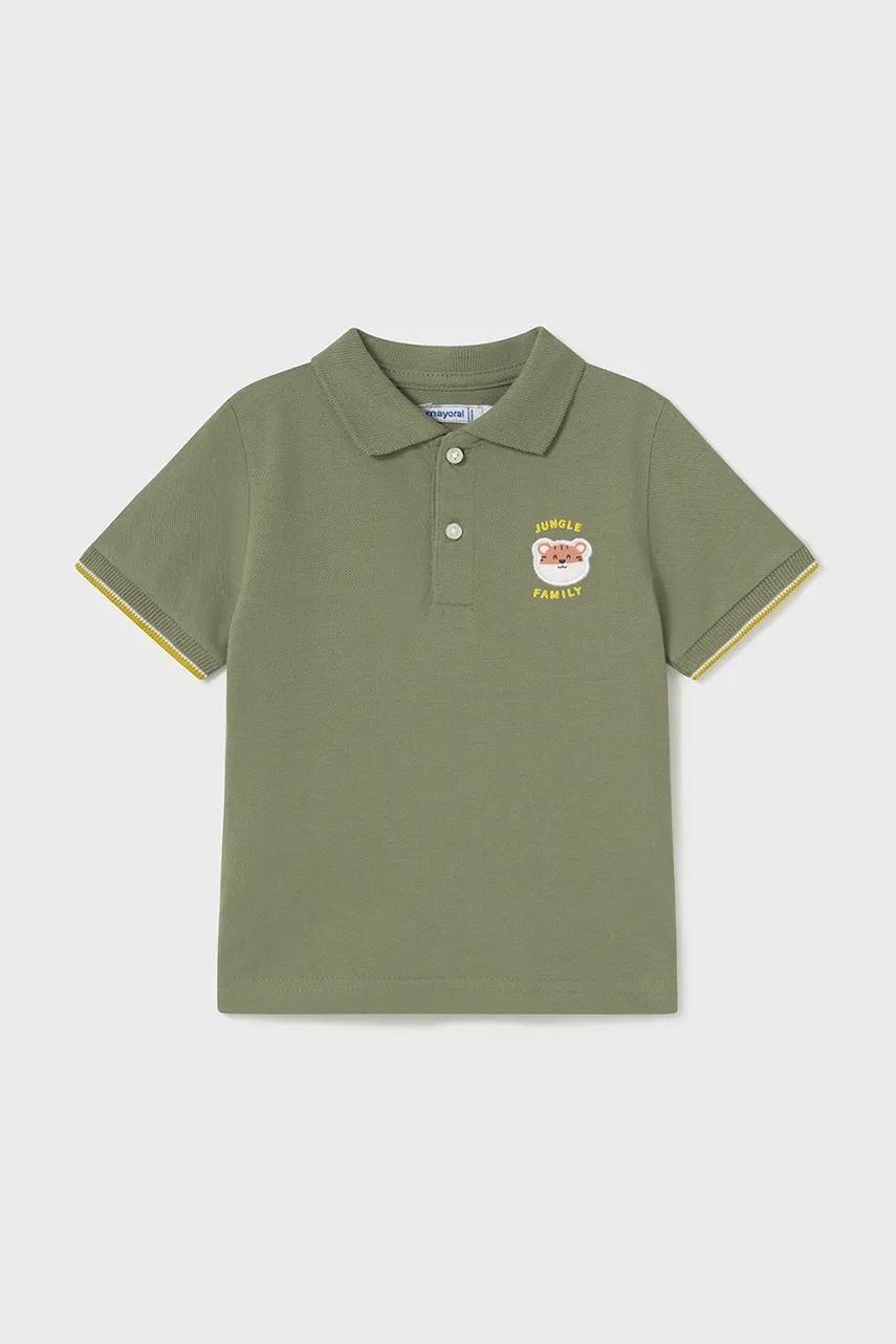 Mayoral tricouri polo din bumbac pentru bebeluși culoarea verde, cu imprimeu, 1108