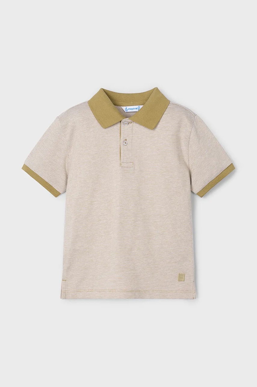 Mayoral tricou polo copii culoarea bej, neted, 3105