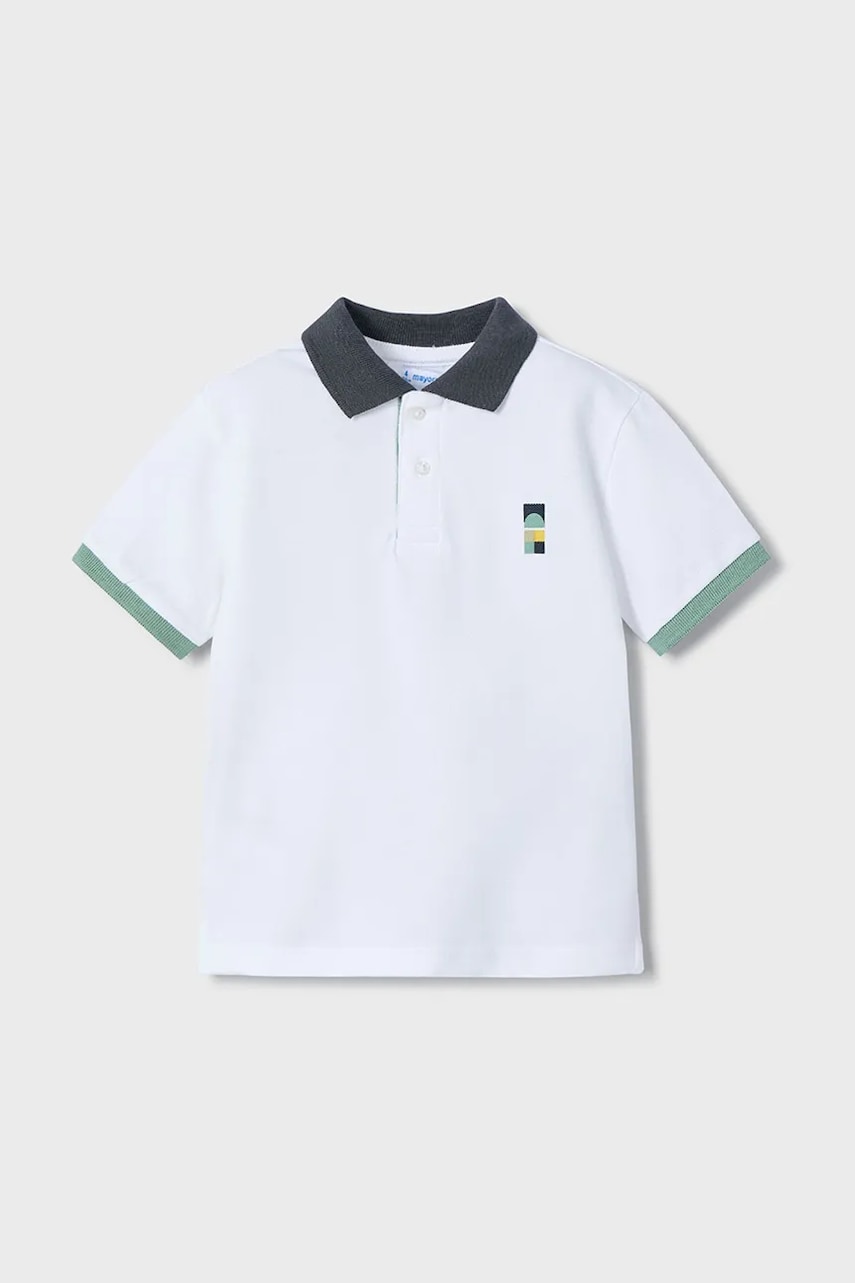 Mayoral tricouri polo din bumbac pentru copii culoarea verde, cu imprimeu, 3106 Mayoral tricouri polo din bumbac pentru copii culoarea verde, cu imprimeu, 3106