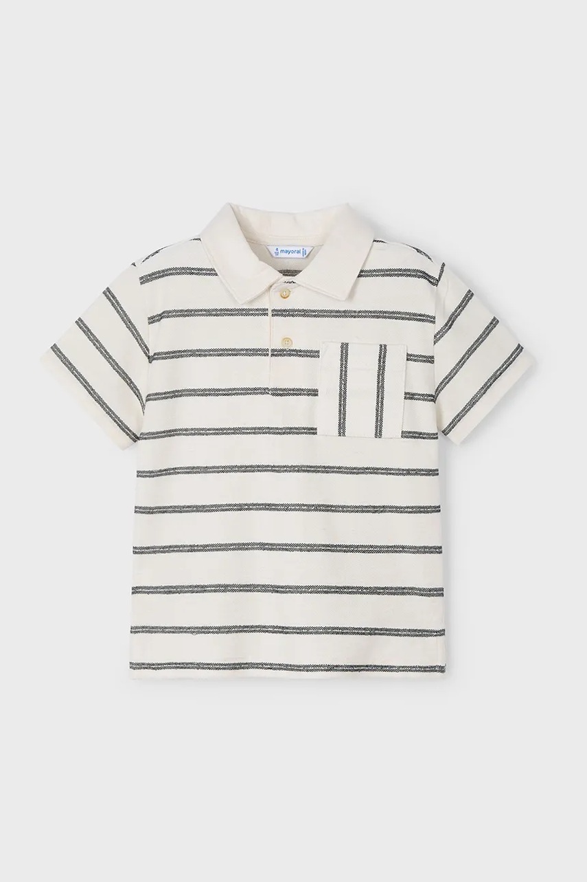 Mayoral tricouri polo din bumbac pentru copii culoarea bej, modelator, 3107