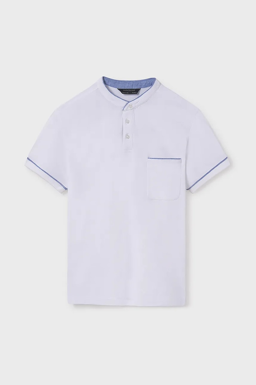 Mayoral tricouri polo din bumbac pentru copii culoarea alb, neted, 6131 Mayoral tricouri polo din bumbac pentru copii culoarea alb, neted, 6131