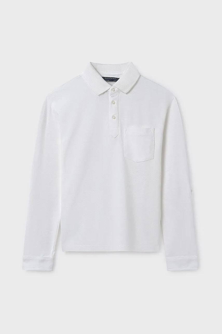 Mayoral longsleeve din bumbac pentru copii culoarea alb, neted, 6135