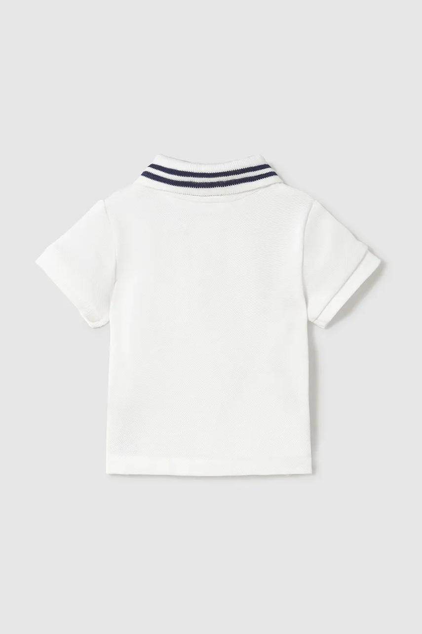 Дитяча бавовняна футболка поло Mayoral Newborn колір білий однотонна 190