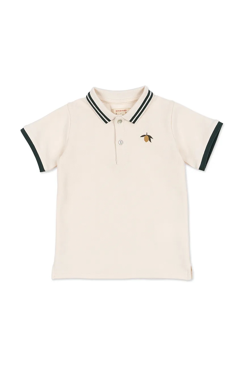 Детское хлопковое поло Konges Sløjd FLORIAN POLO SHIRT GOTS цвет бежевый с аппликацией KS102412 Детское хлопковое поло Konges Sløjd FLORIAN POLO SHIRT GOTS цвет бежевый с аппликацией KS102412