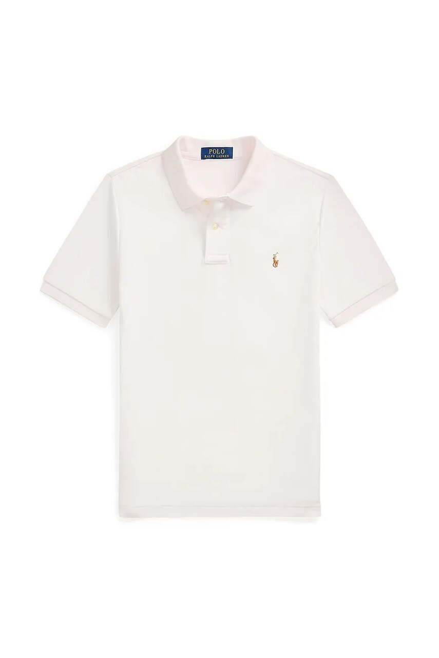 Levně Dětská bavlněná polokošile Polo Ralph Lauren bílá barva, 323952431005