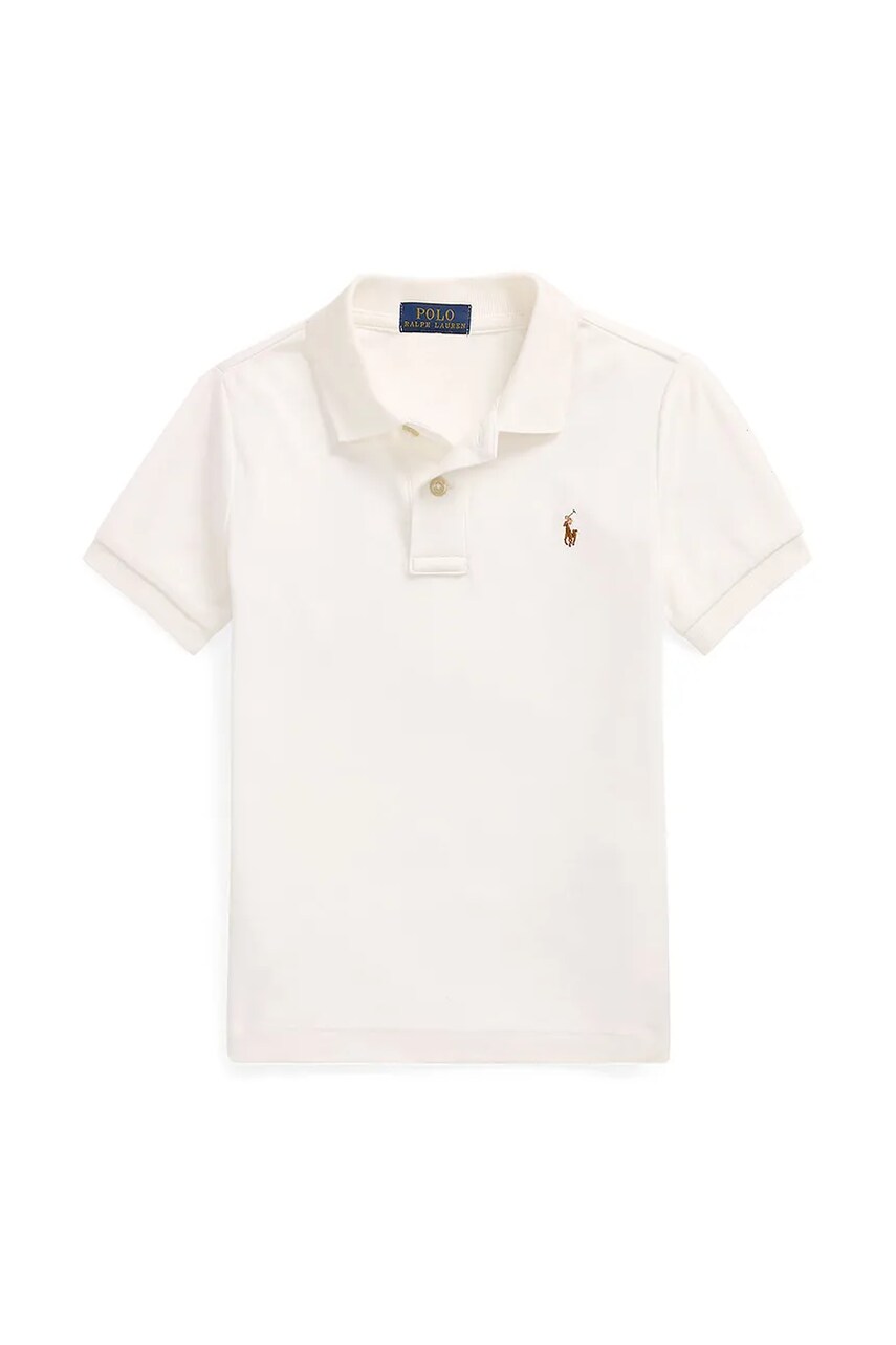 Levně Dětská bavlněná polokošile Polo Ralph Lauren bílá barva, 322952431005