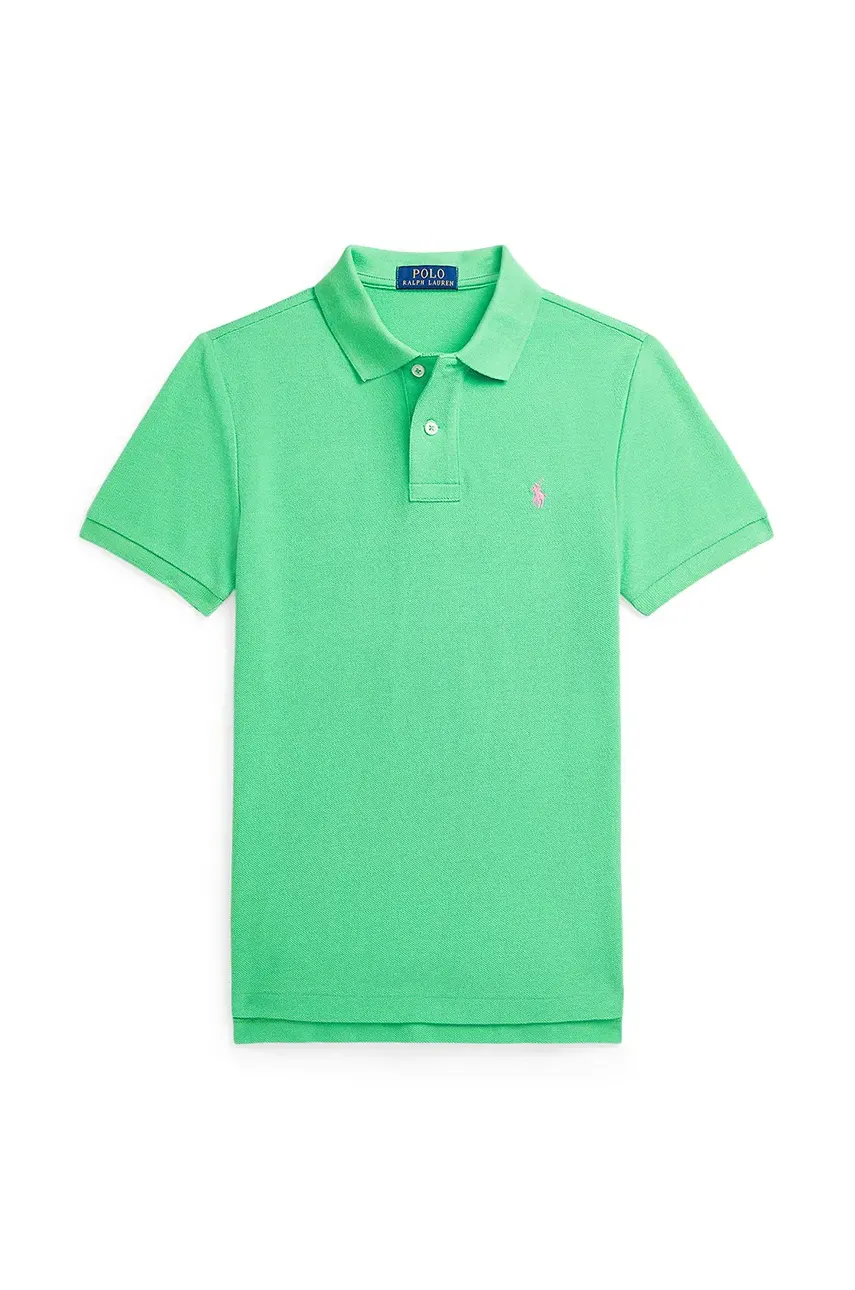 Levně Dětská bavlněná polokošile Polo Ralph Lauren zelená barva, 323708857191