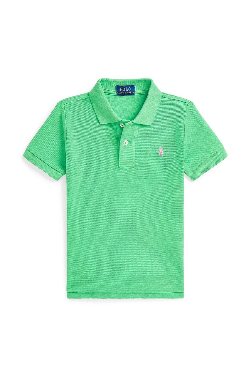 Levně Dětská bavlněná polokošile Polo Ralph Lauren zelená barva, 322703632192