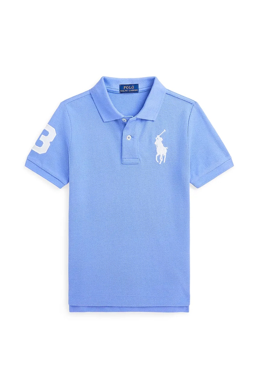 Levně Dětská bavlněná polokošile Polo Ralph Lauren modrá barva, 322703635108