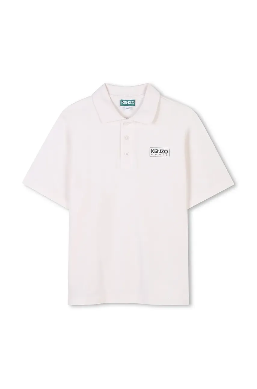 Kenzo Kids tricou polo copii culoarea alb, neted, K61105