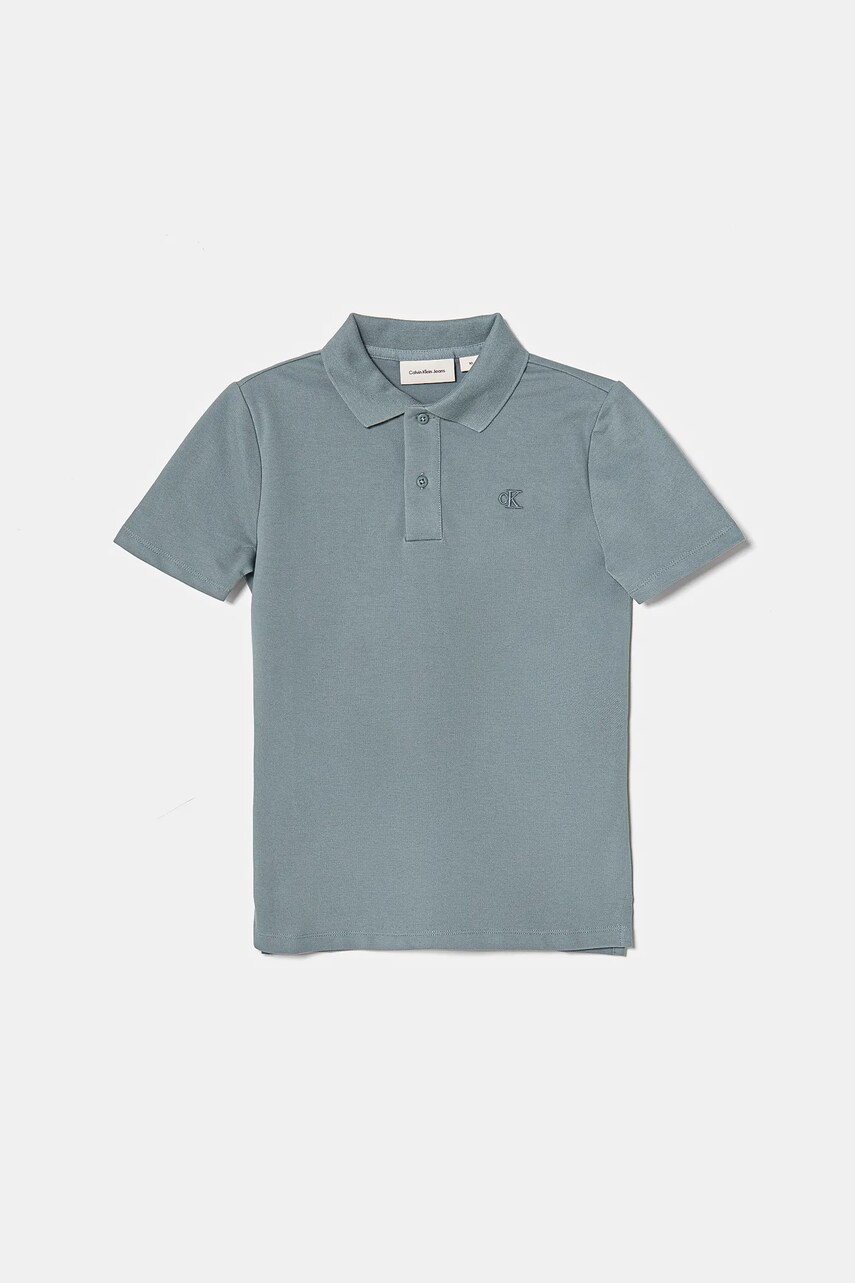 Levně Dětské polo tričko Calvin Klein Jeans tyrkysová barva, IB0IB02486