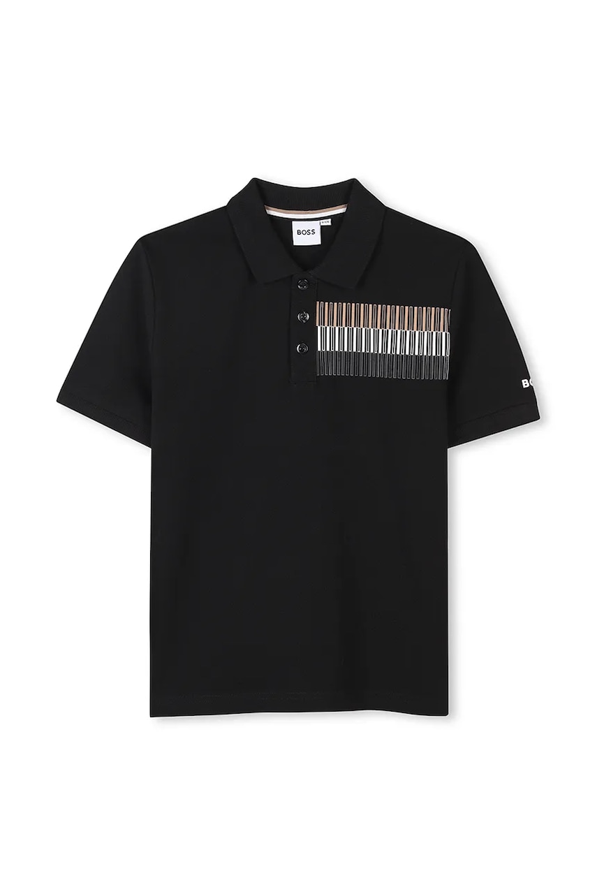 BOSS tricou polo copii culoarea negru, cu imprimeu, J52013 BOSS tricou polo copii culoarea negru, cu imprimeu, J52013