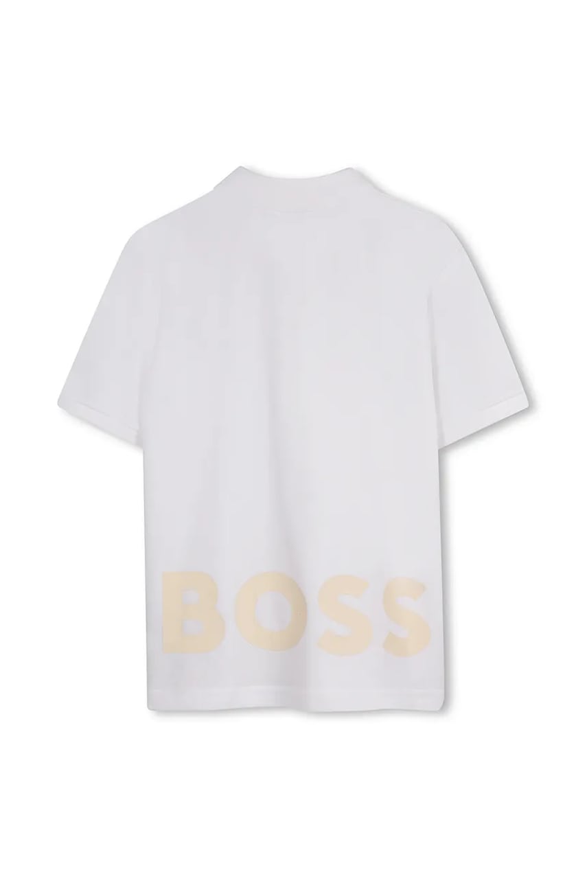 Детское хлопковое поло BOSS цвет белый с принтом J52014 Детское хлопковое поло BOSS цвет белый с принтом J52014
