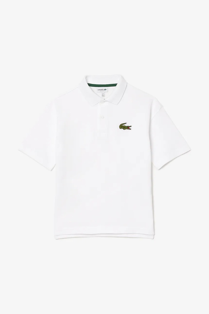 Дитяче бавовняне поло Lacoste колір білий з аплікацією PJ2482