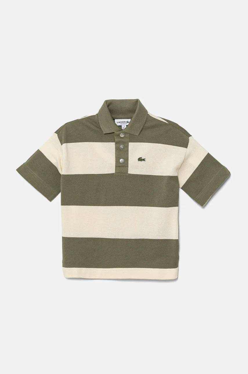 Lacoste tricouri polo din bumbac pentru copii culoarea verde, modelator, PJ8423