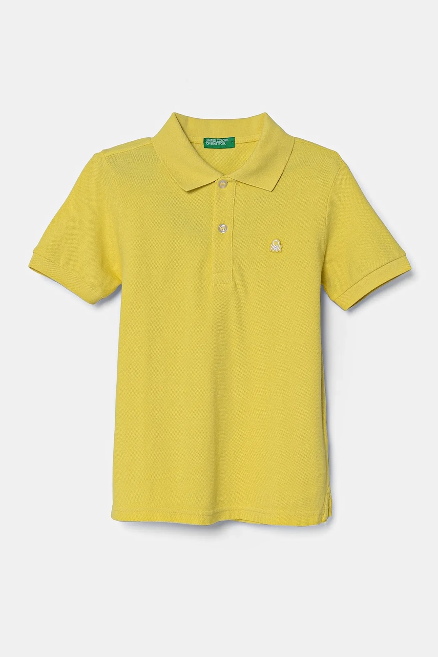 United Colors of Benetton tricouri polo din bumbac pentru copii culoarea verde, neted, 3089G3008
