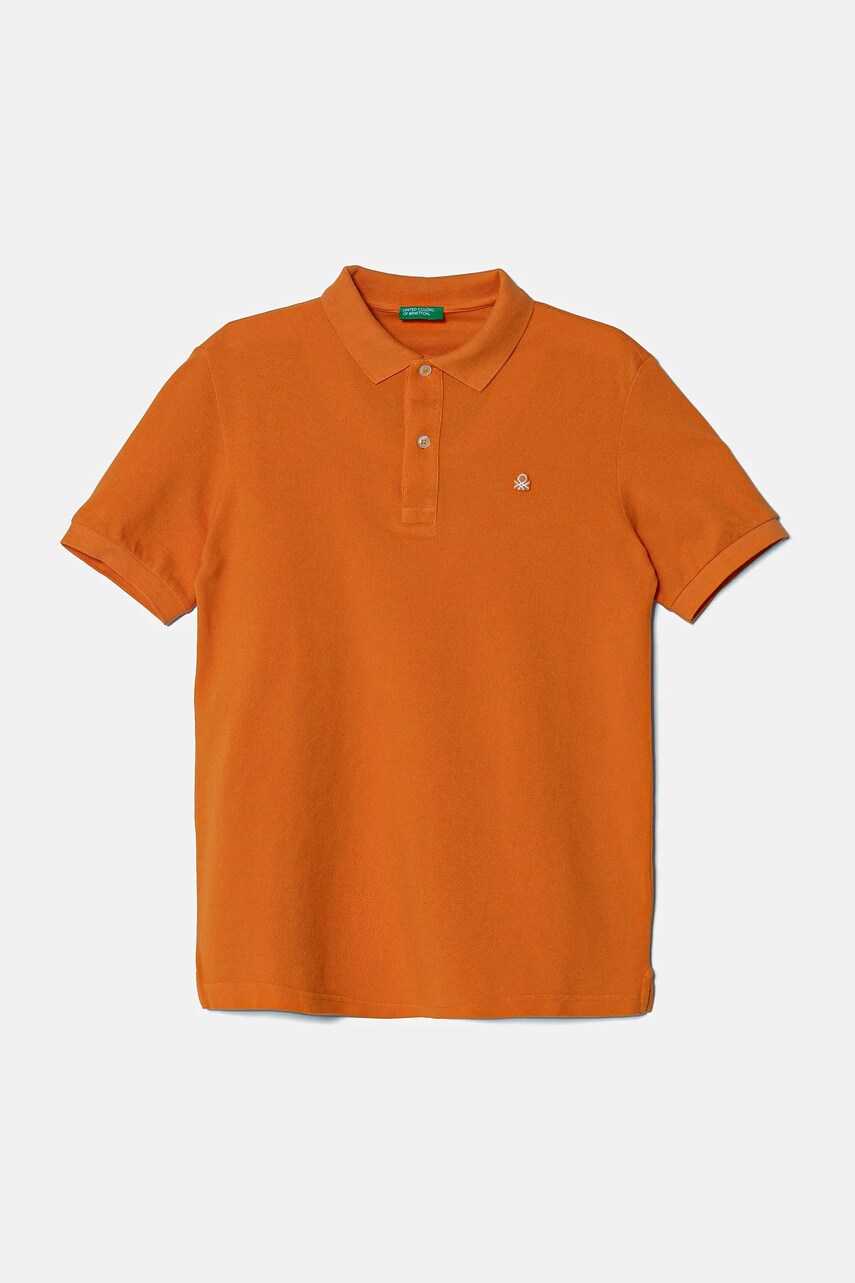 United Colors of Benetton tricouri polo din bumbac pentru copii culoarea portocaliu, uni, 3089C300Q