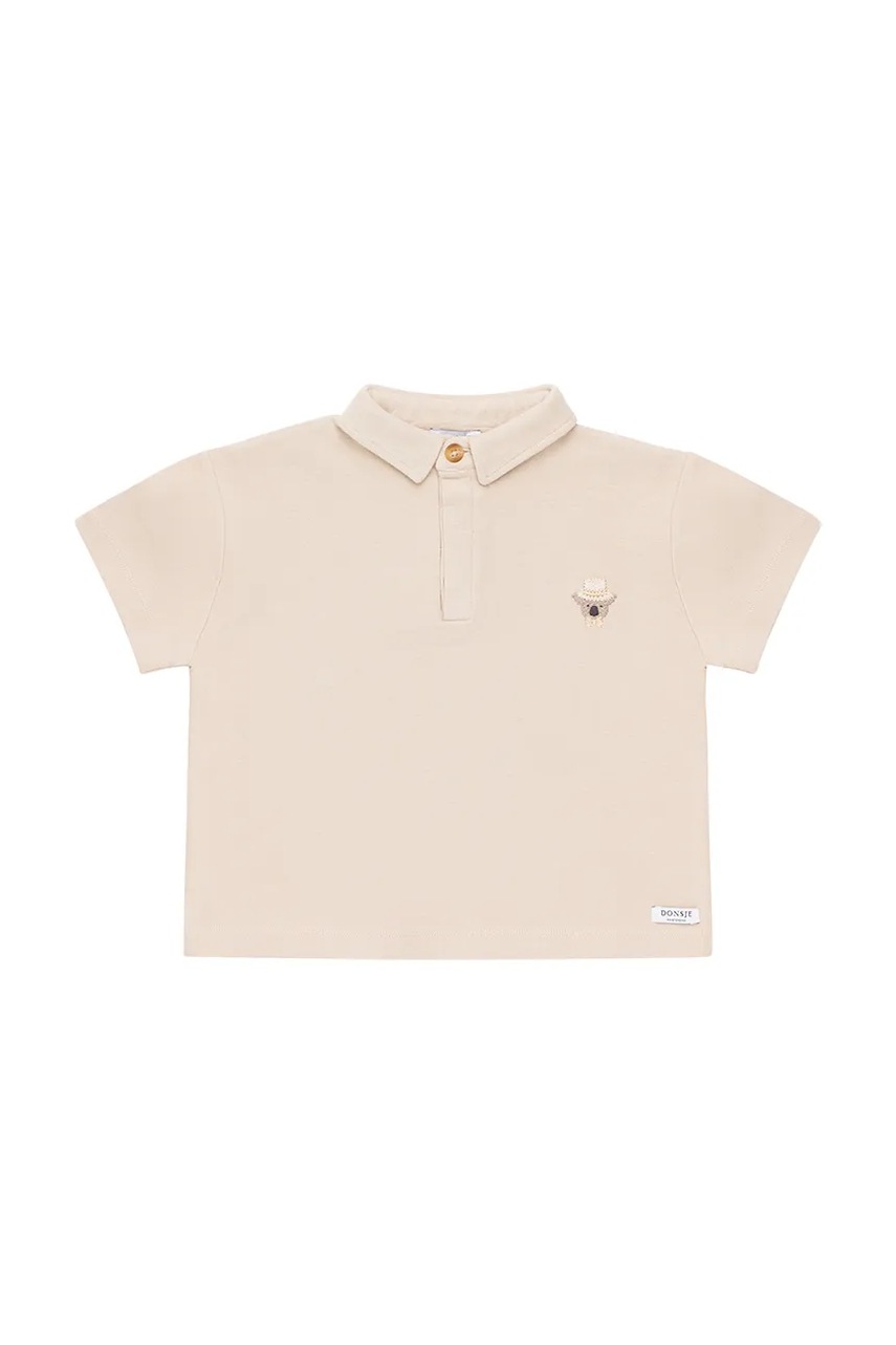 Детское хлопковое поло Donsje Wouti Shirt Groom цвет бежевый однотонное 4098701 Детское хлопковое поло Donsje Wouti Shirt Groom цвет бежевый однотонное 4098701
