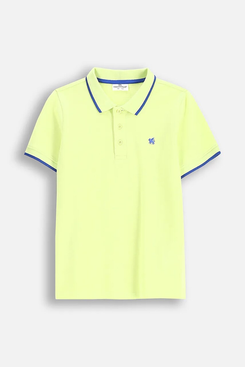 Coccodrillo tricouri polo din bumbac pentru copii culoarea verde, neted, MONOCHROME BOY JUNIOR