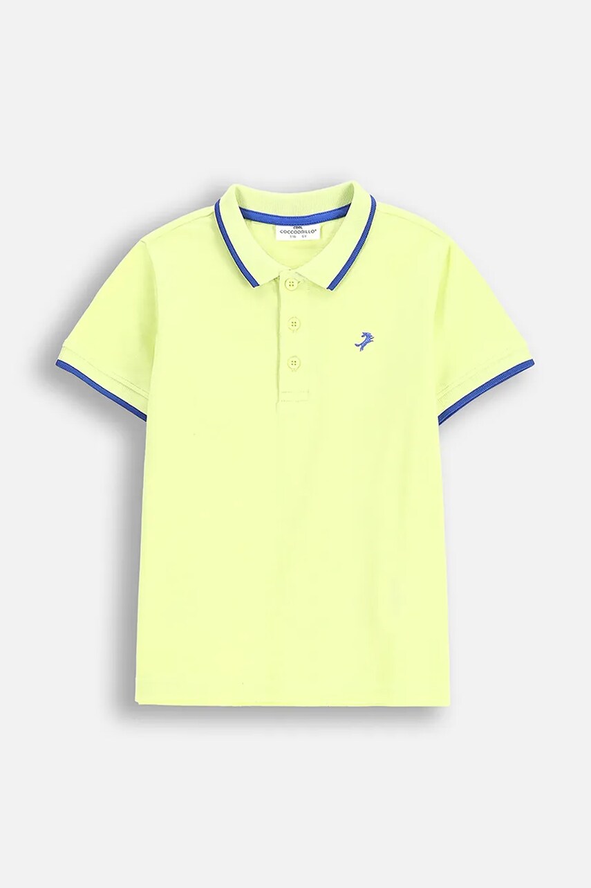 Coccodrillo tricouri polo din bumbac pentru copii culoarea verde, neted, MONOCHROME BOY KIDS