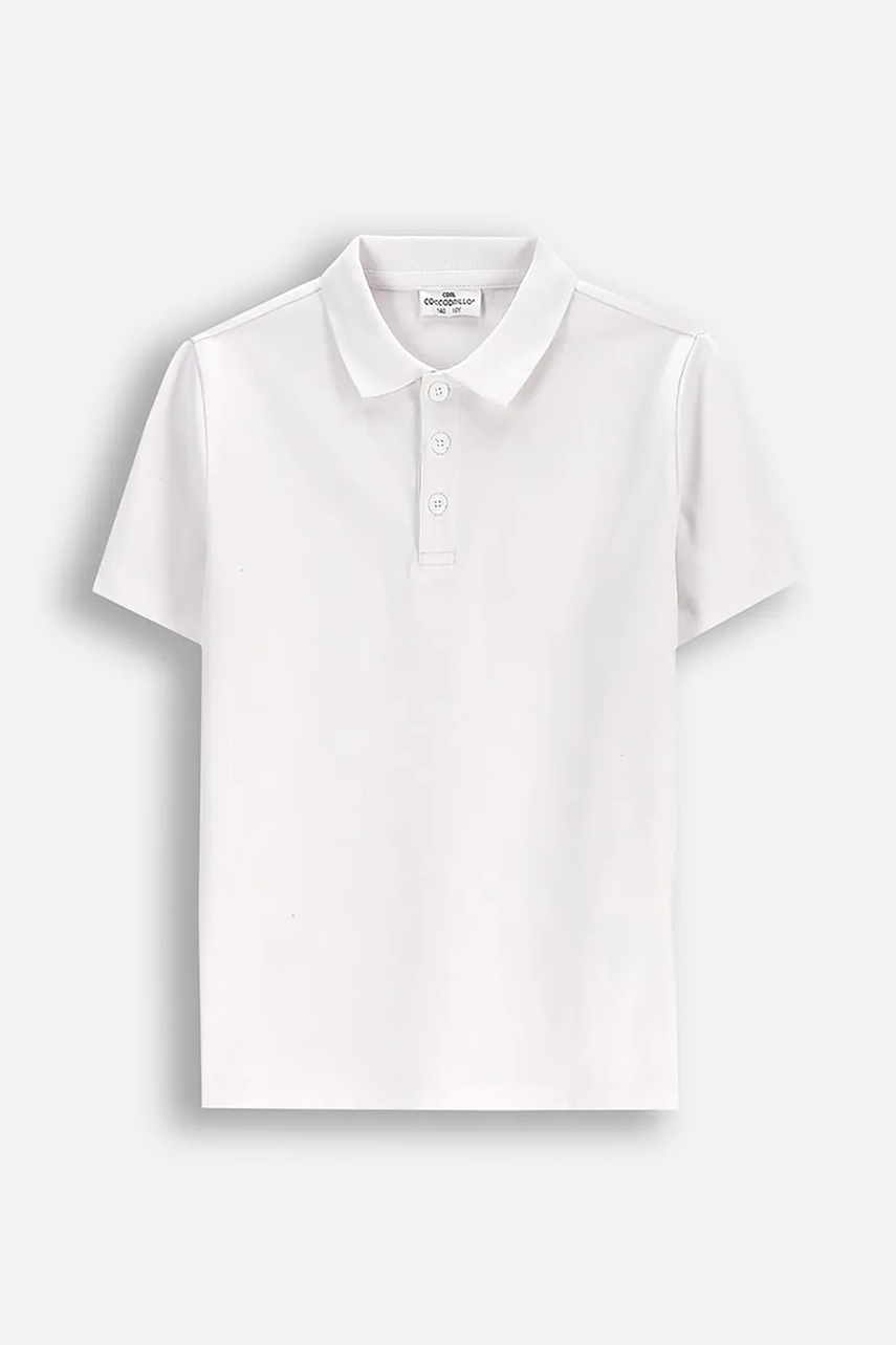 Coccodrillo tricou polo copii culoarea alb, uni, EVERYDAY BOY