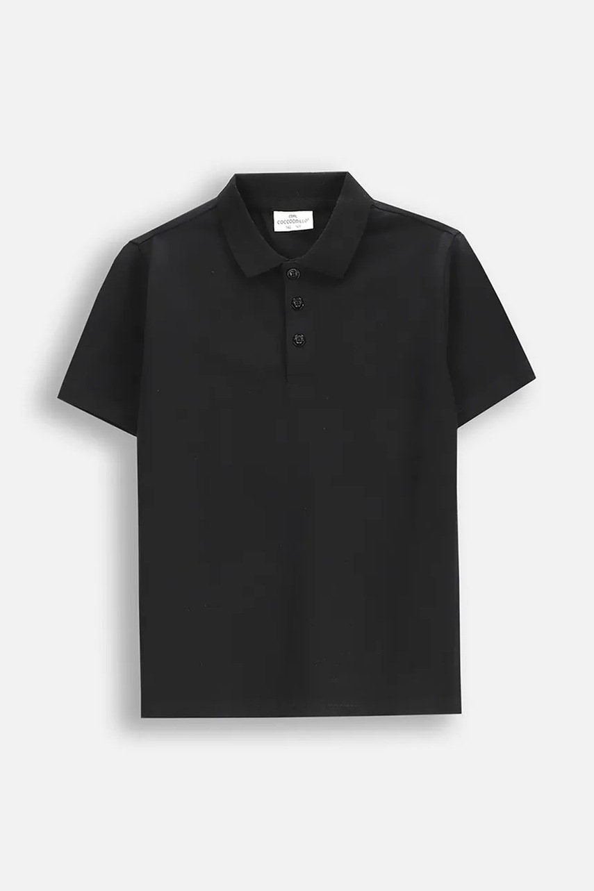 Coccodrillo tricou polo copii culoarea negru, uni, EVERYDAY BOY