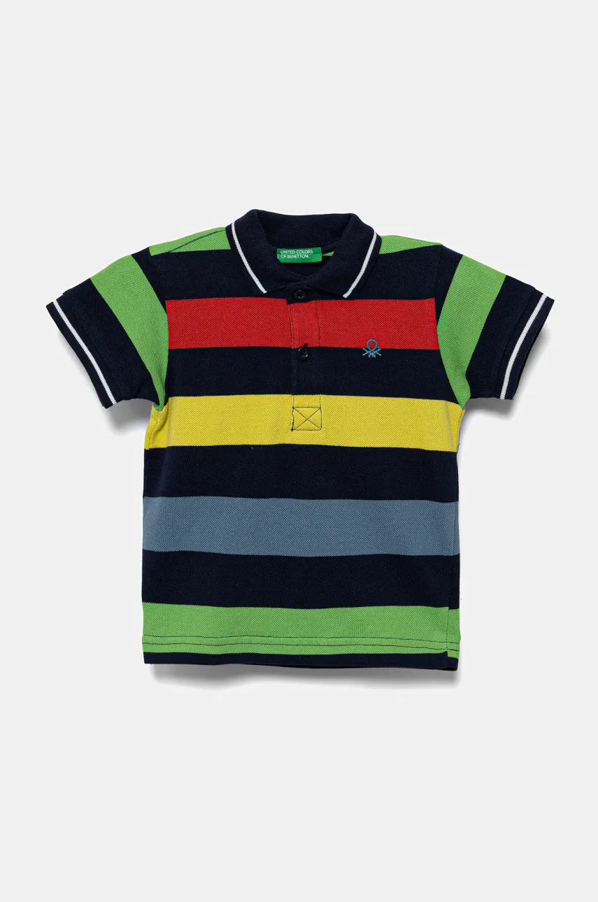 United Colors of Benetton tricouri polo din bumbac pentru copii cu imprimeu, 39QAG300V