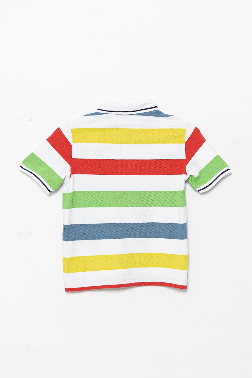 Детское хлопковое поло United Colors of Benetton цвет белый узорное 39QAC301T Детское хлопковое поло United Colors of Benetton цвет белый узорное 39QAC301T