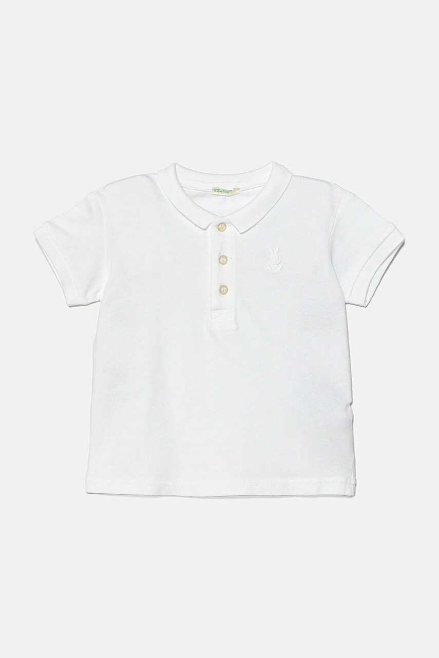 United Colors of Benetton tricou polo pentru copii culoarea alb, uni, 3WG9A3007