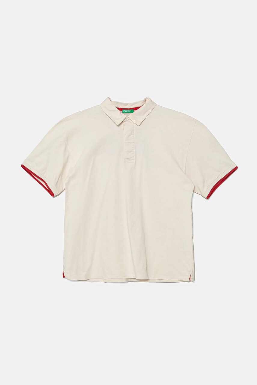 United Colors of Benetton polo de bumbac culoarea bej, uni, 3MI5C301U