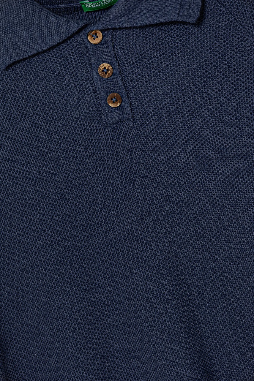 Παιδικό πόλο από λινό ύφασμα United Colors of Benetton φωτογραφία