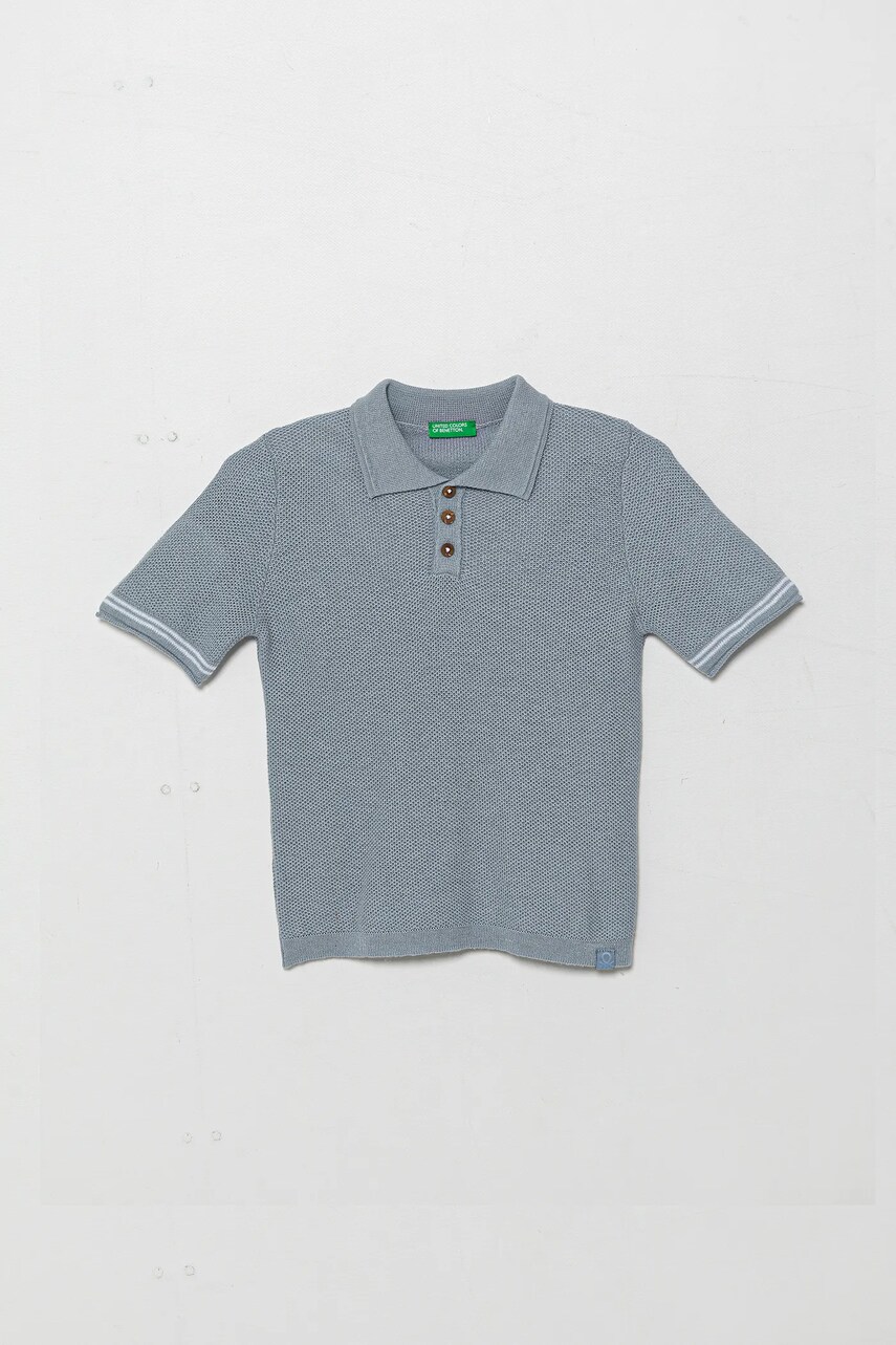 United Colors of Benetton polo din amestec de in pentru copii neted, 104NH3001
