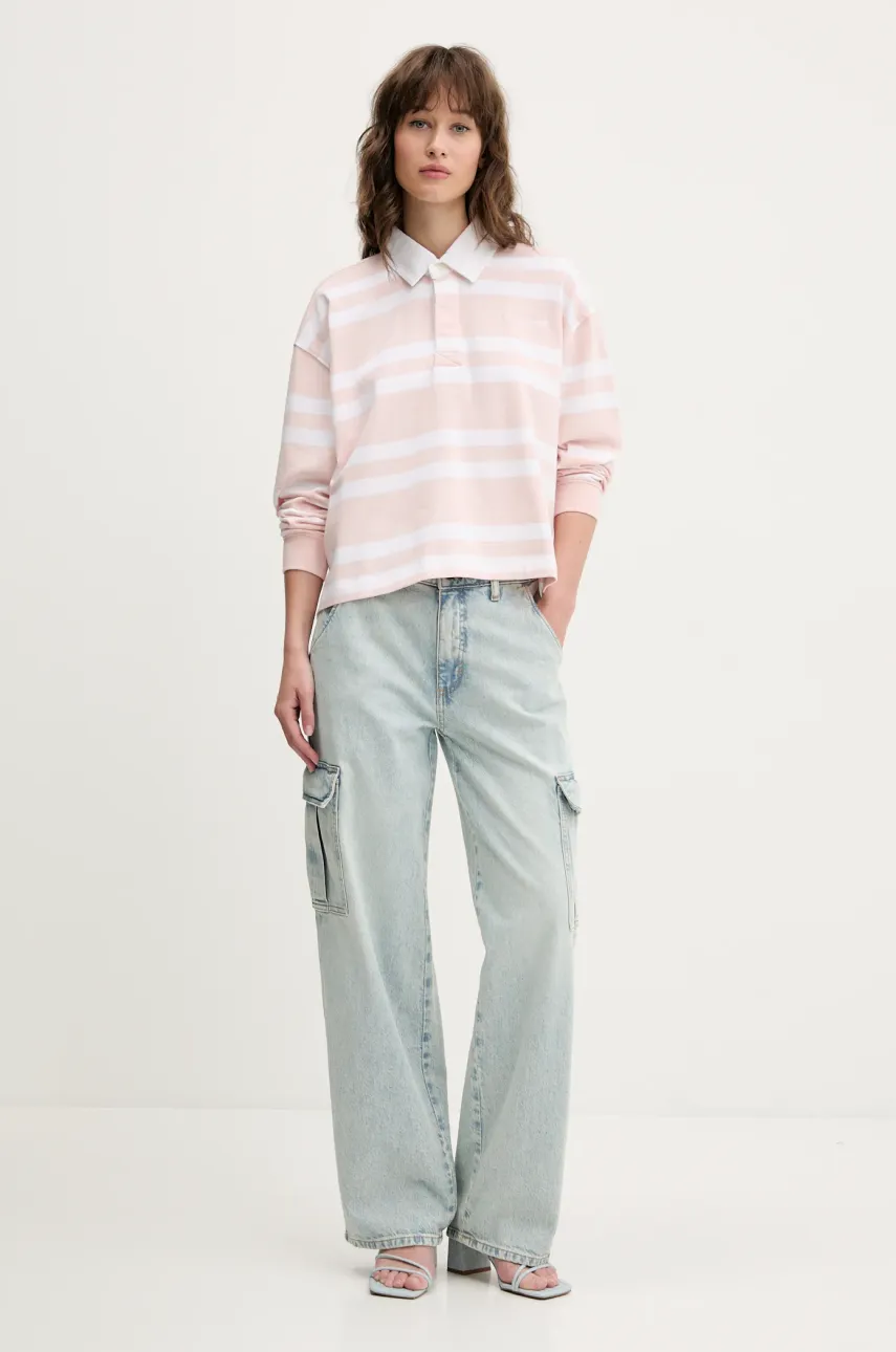 Хлопковый лонгслив Guess Jeans цвет белый W5RP50 KCPS1 Хлопковый лонгслив Guess Jeans цвет белый W5RP50 KCPS1