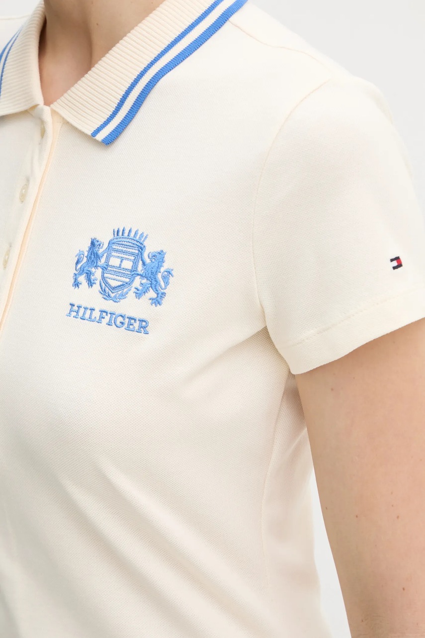 Βαμβακερό μπλουζάκι πόλο Tommy Hilfiger χρώμα: μπεζ, WW0WW43931 φωτογραφία