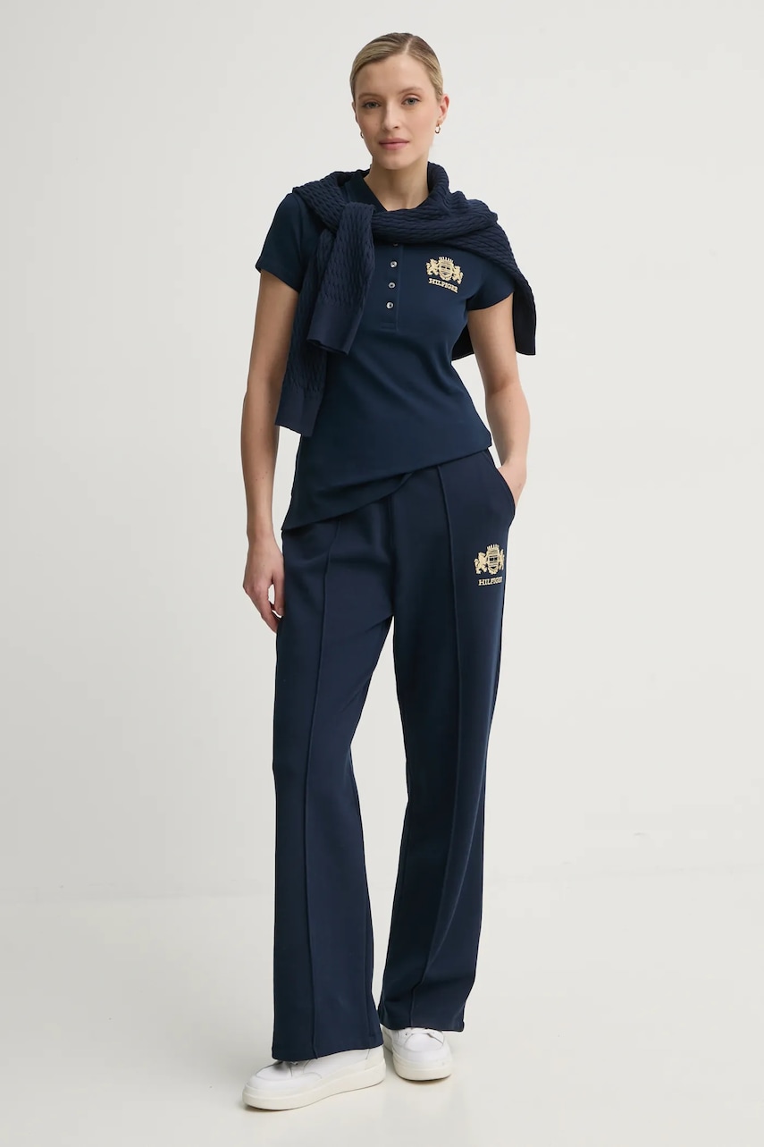 Хлопковое поло Tommy Hilfiger цвет синий WW0WW43931 Хлопковое поло Tommy Hilfiger цвет синий WW0WW43931
