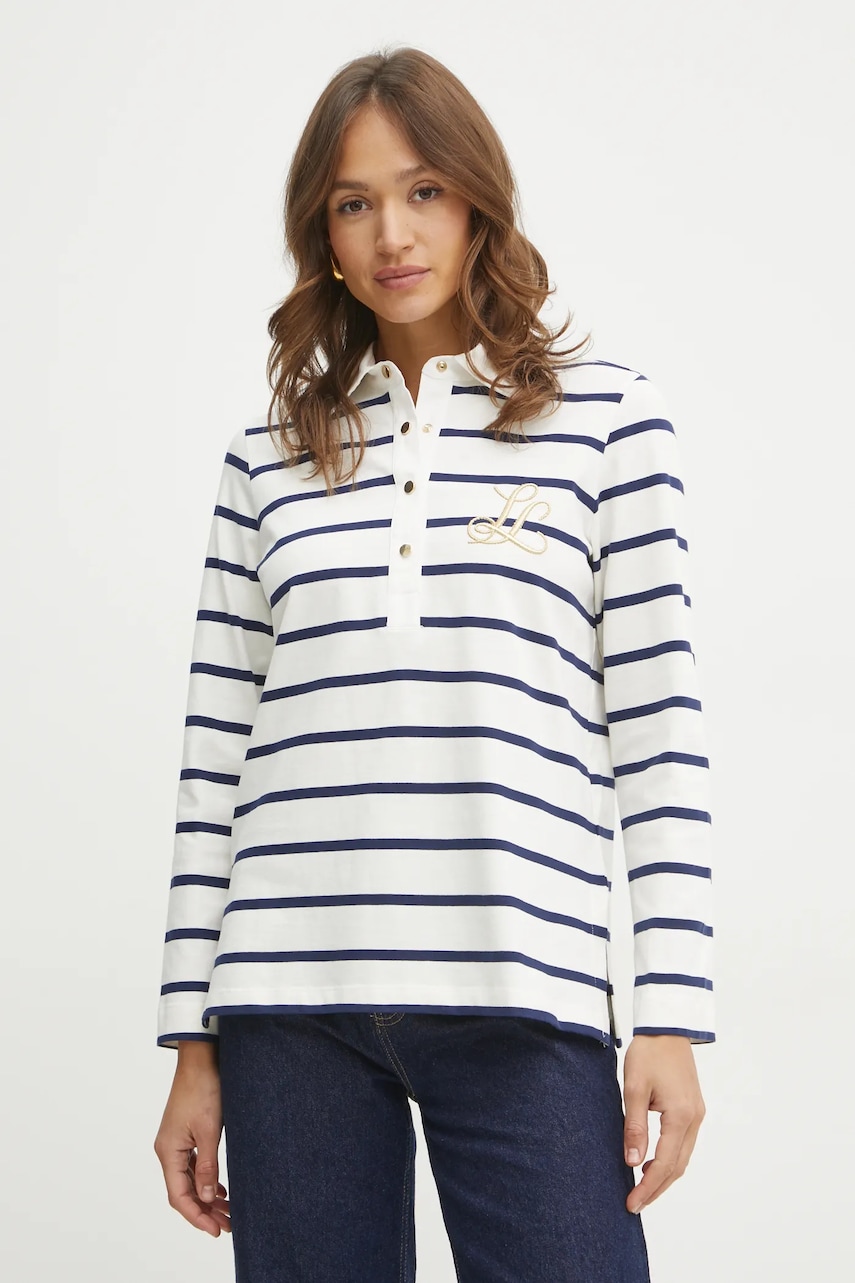 Luisa Spagnoli longsleeve din bumbac culoarea alb, 541842