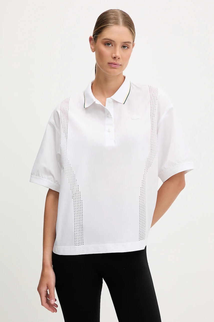 Lacoste tricou polo culoarea alb, CF0060