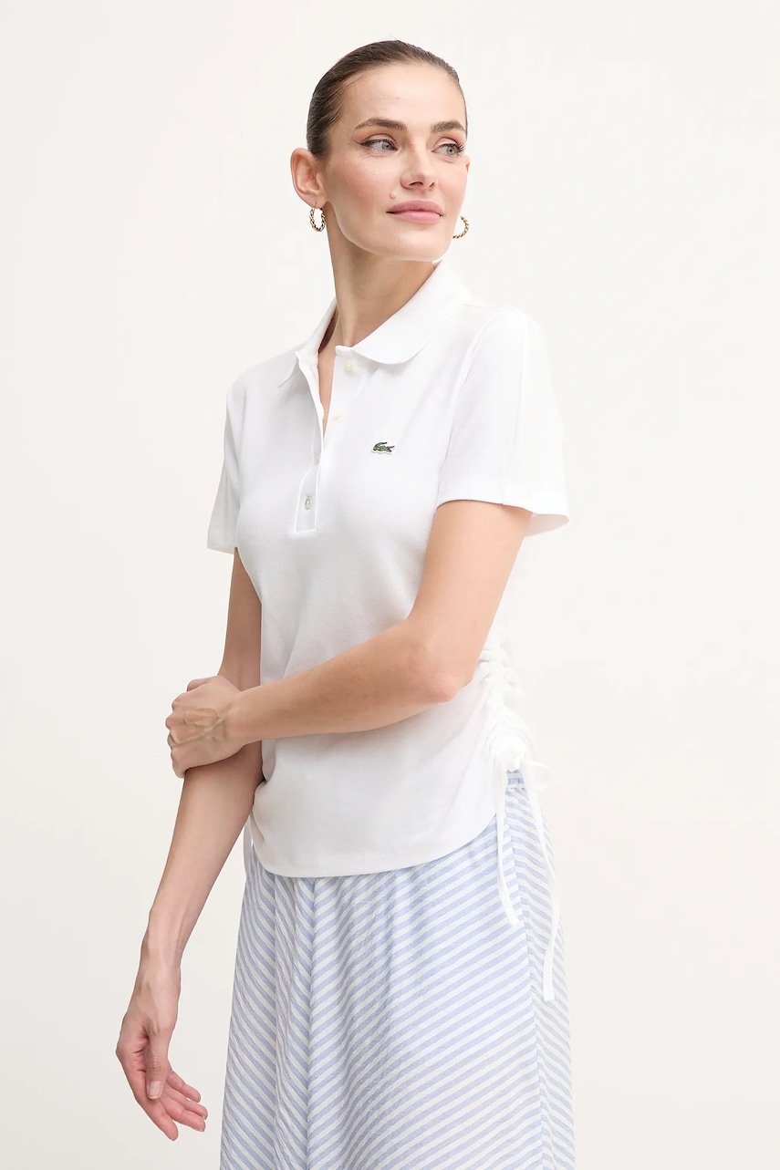 Lacoste tricou polo femei, culoarea alb, PF9589 Lacoste tricou polo femei, culoarea alb, PF9589