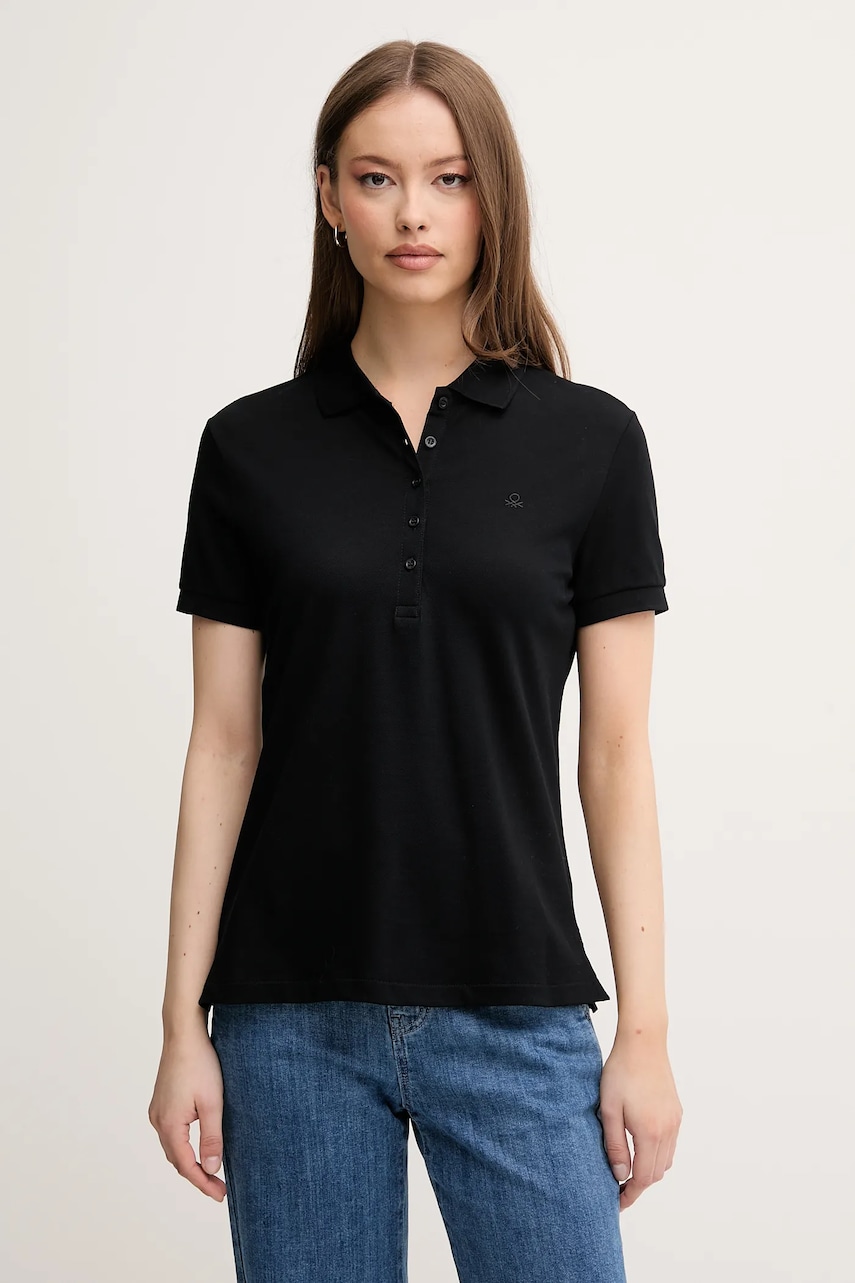 United Colors of Benetton tricou polo femei, culoarea negru, 3TQJD300W United Colors of Benetton tricou polo femei, culoarea negru, 3TQJD300W