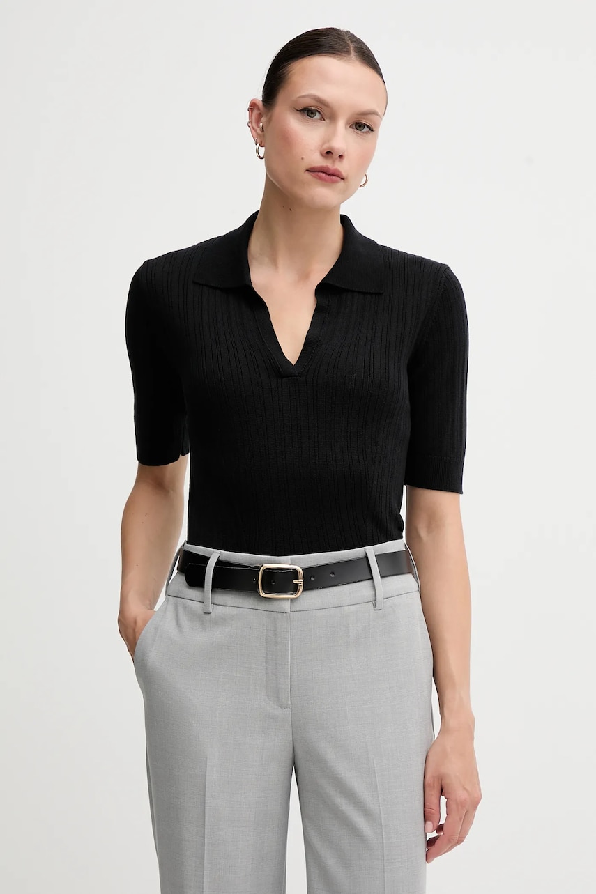 Levně Polo tričko United Colors of Benetton dámské, černá barva, 123VD3018
